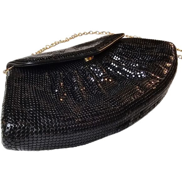 Vintage Gold Metal Mesh Evening Bag Clutch 1980s Chain Strap ✨ - Picture 8 of 11